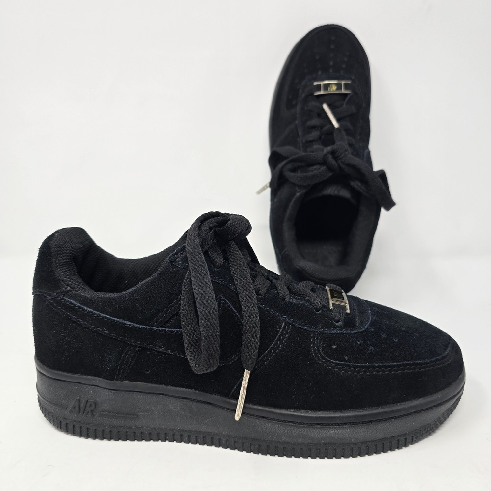 Nike Air Force 1 Low Black Suede Sneakers 315122-001 Womens 5